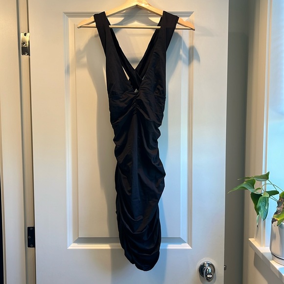Black ruched mini dress - Picture 1 of 3